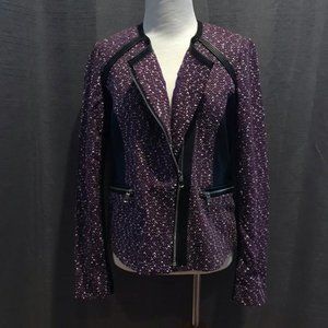 Tweed Leather Moto Zipper Jacket